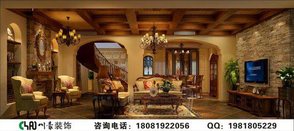 成都别墅设计华侨城美式风格装修案例