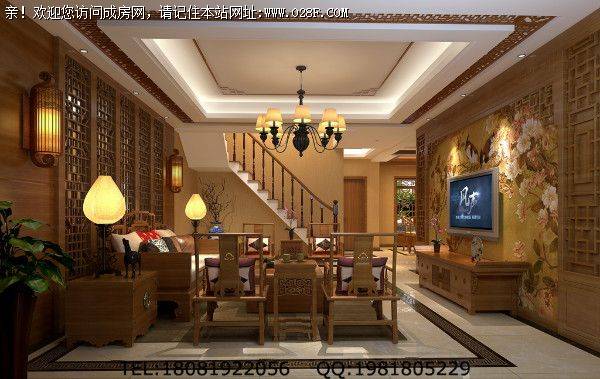 成都别墅装修复地雍湖湾中式风格案例