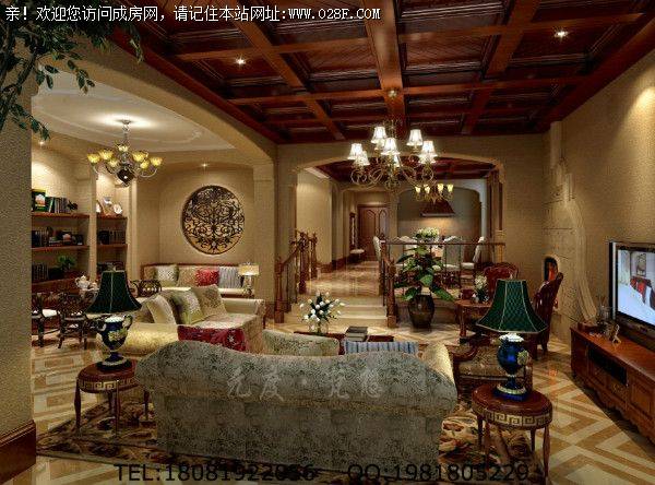 成都别墅装修富临山庄美式风格案例