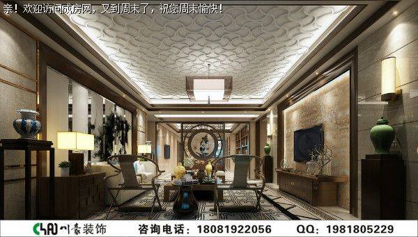 成都全装公司中式风格客厅效果图