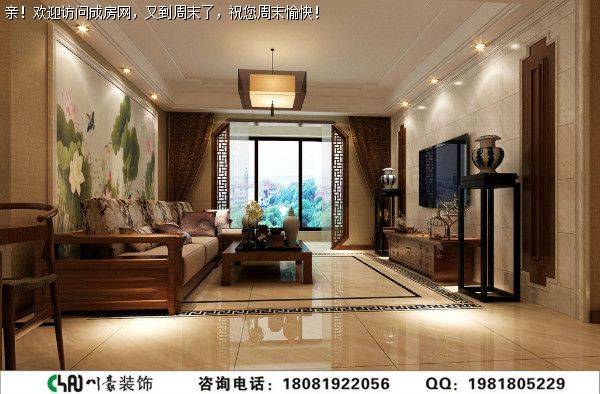 成都全装公司中式风格客厅效果图