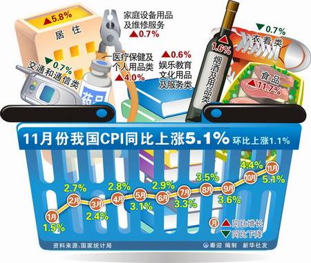 11月全国CPI涨5 1 创28月新高 专家 尽早加息