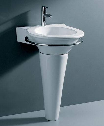 卫生间小没关系 推荐三款立柱盆兼职毛巾架