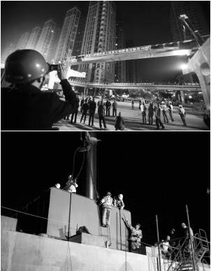 东二环建设路口 吊装首片钢质箱梁