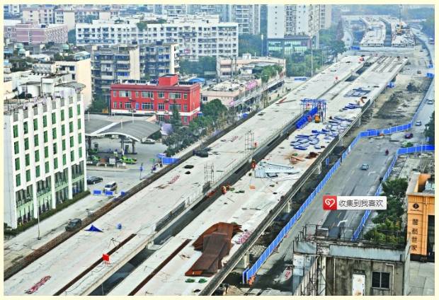 昨夜今晨吊装两跨 新二环长高架 750米