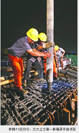 交大立交昨浇筑第一联箱梁