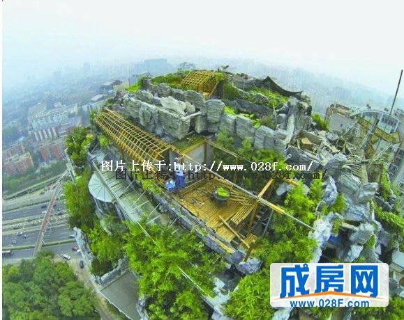 楼顶别墅业主舍不得假山 欲沟通城管改削平一点