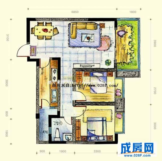 鲜花大院户型图,点击放大