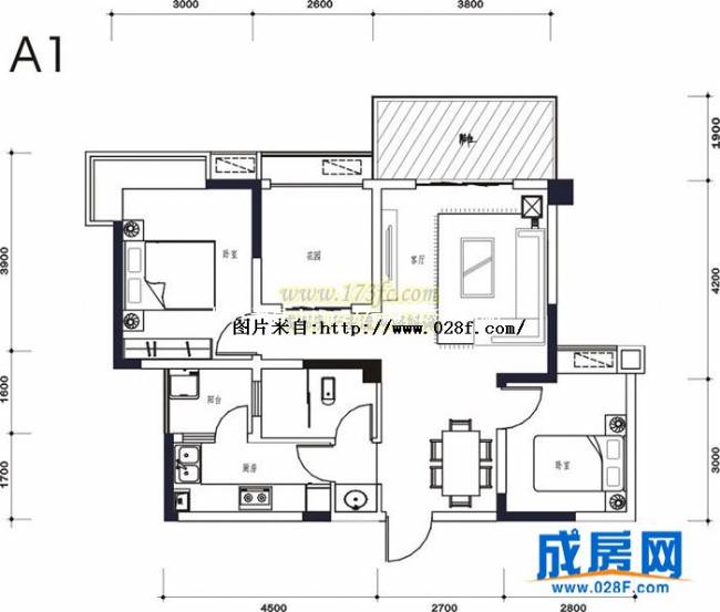 鲜花大院户型图,点击放大