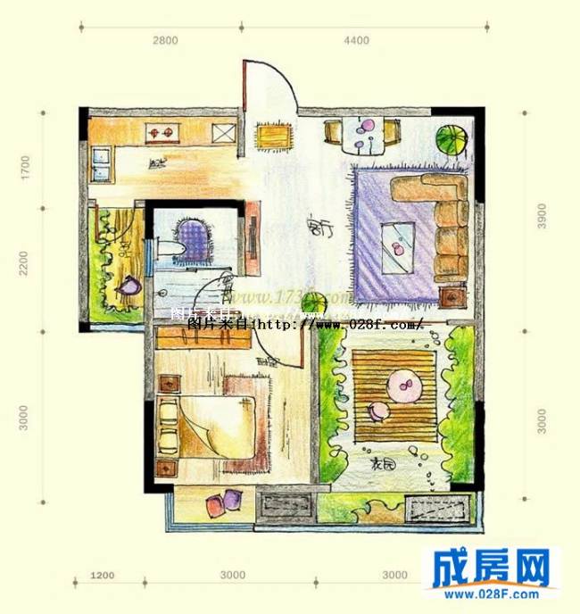 鲜花大院户型图,点击放大