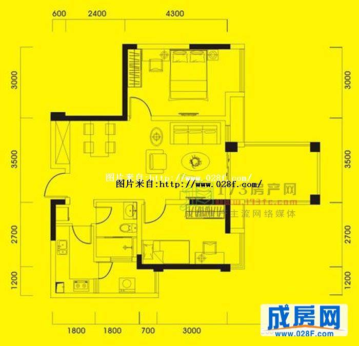 交大万通格外户型图,点击放大